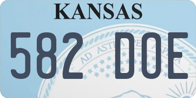 KS license plate 582DOE