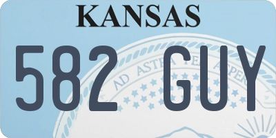 KS license plate 582GUY
