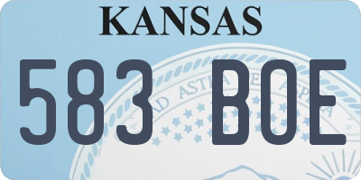 KS license plate 583BOE