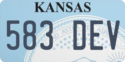 KS license plate 583DEV