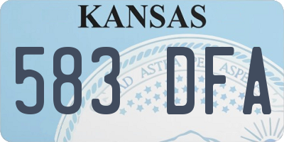 KS license plate 583DFA