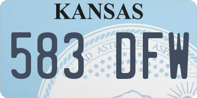KS license plate 583DFW