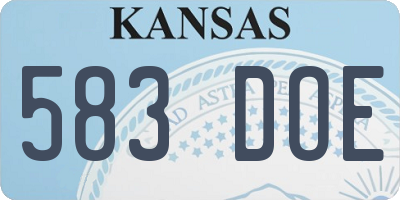 KS license plate 583DOE