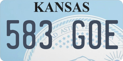 KS license plate 583GOE