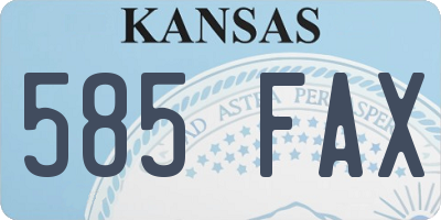 KS license plate 585FAX
