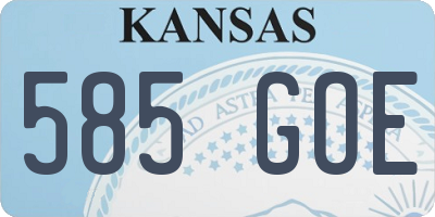 KS license plate 585GOE