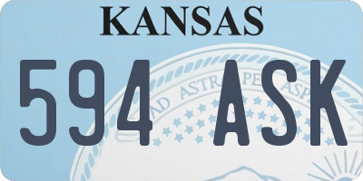 KS license plate 594ASK