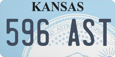 KS license plate 596AST