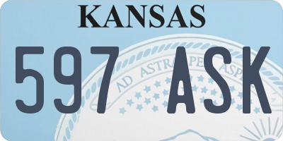 KS license plate 597ASK