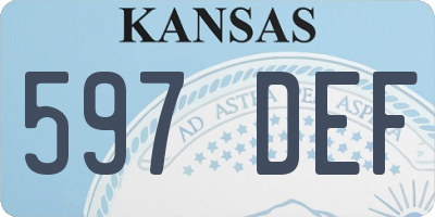 KS license plate 597DEF