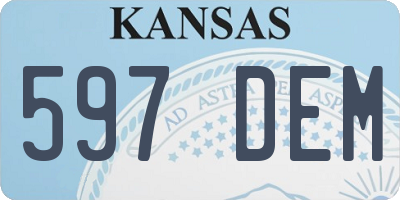 KS license plate 597DEM