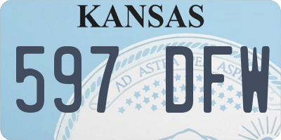 KS license plate 597DFW
