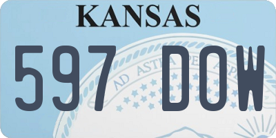 KS license plate 597DOW