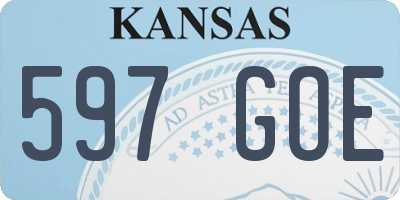 KS license plate 597GOE