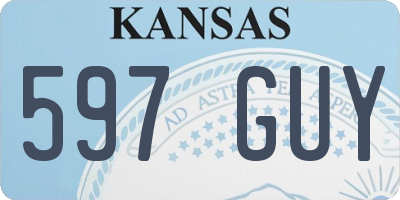 KS license plate 597GUY