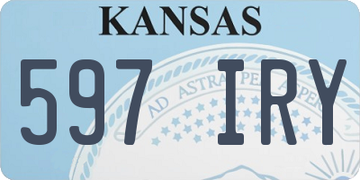 KS license plate 597IRY