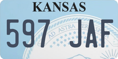 KS license plate 597JAF