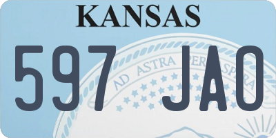 KS license plate 597JAO
