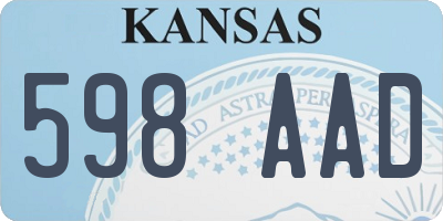 KS license plate 598AAD