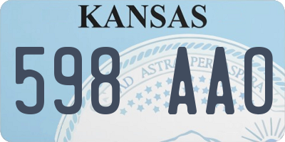KS license plate 598AAO