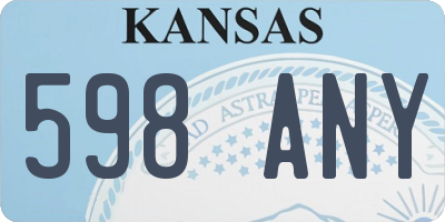 KS license plate 598ANY