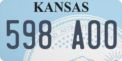 KS license plate 598AOO