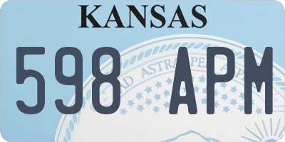 KS license plate 598APM