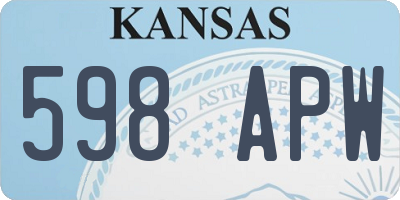 KS license plate 598APW