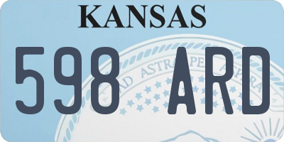 KS license plate 598ARD