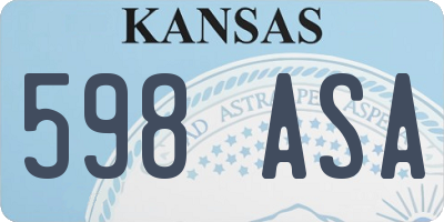 KS license plate 598ASA
