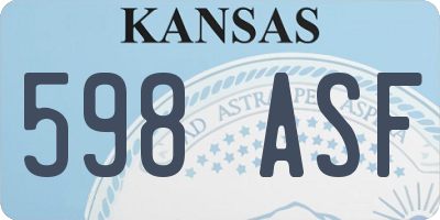 KS license plate 598ASF