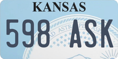 KS license plate 598ASK