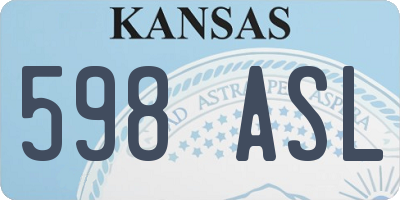 KS license plate 598ASL