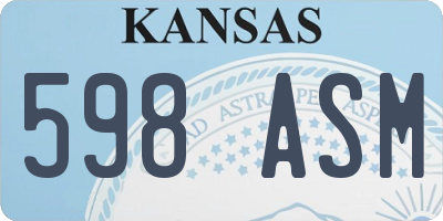 KS license plate 598ASM