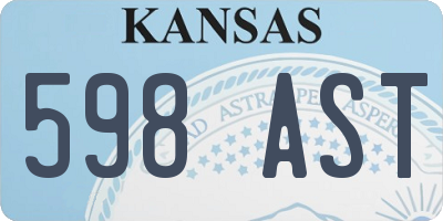 KS license plate 598AST