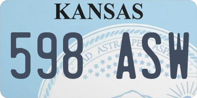 KS license plate 598ASW