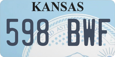 KS license plate 598BWF