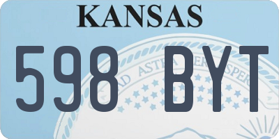 KS license plate 598BYT