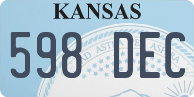 KS license plate 598DEC