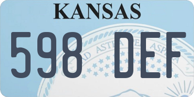KS license plate 598DEF