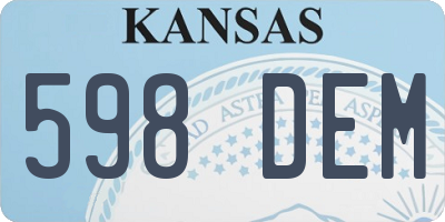 KS license plate 598DEM