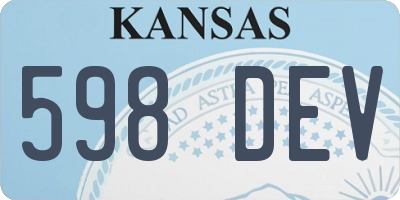 KS license plate 598DEV