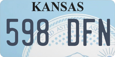 KS license plate 598DFN