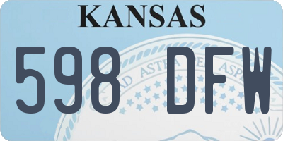 KS license plate 598DFW