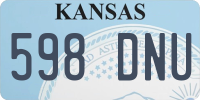 KS license plate 598DNU