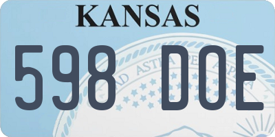 KS license plate 598DOE