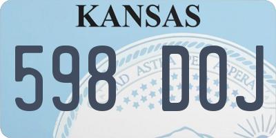 KS license plate 598DOJ