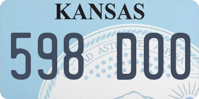 KS license plate 598DOO
