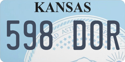 KS license plate 598DOR