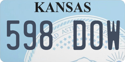 KS license plate 598DOW